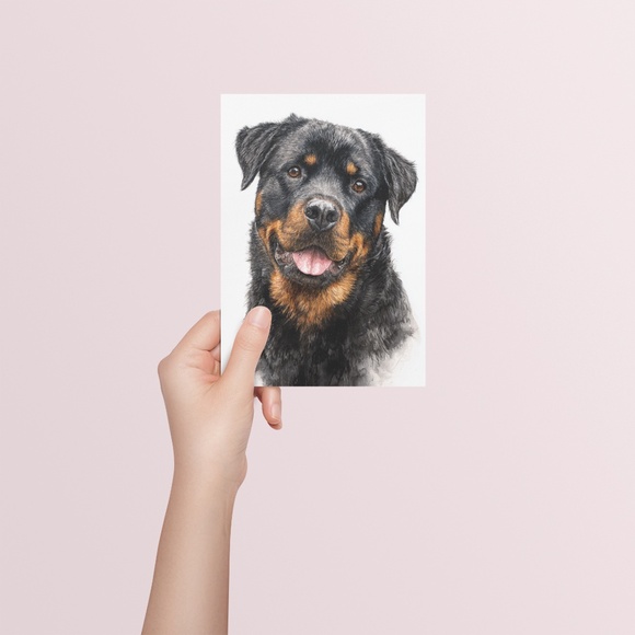 Rottweiler Watercolor Pet Portrait - Dog Wall Art Poster Unframed - Picture 5 of 5
